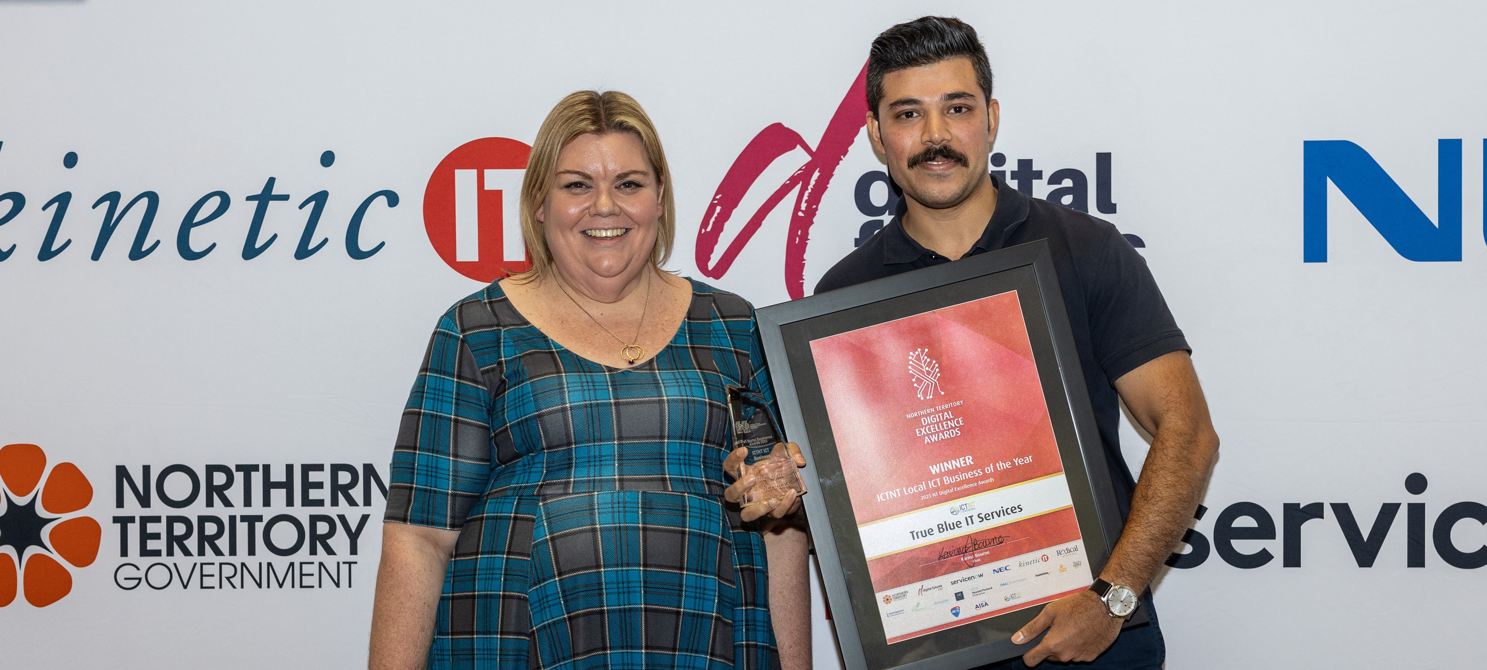 True Blue IT Services receiving ICT Business of the Year 2023 award